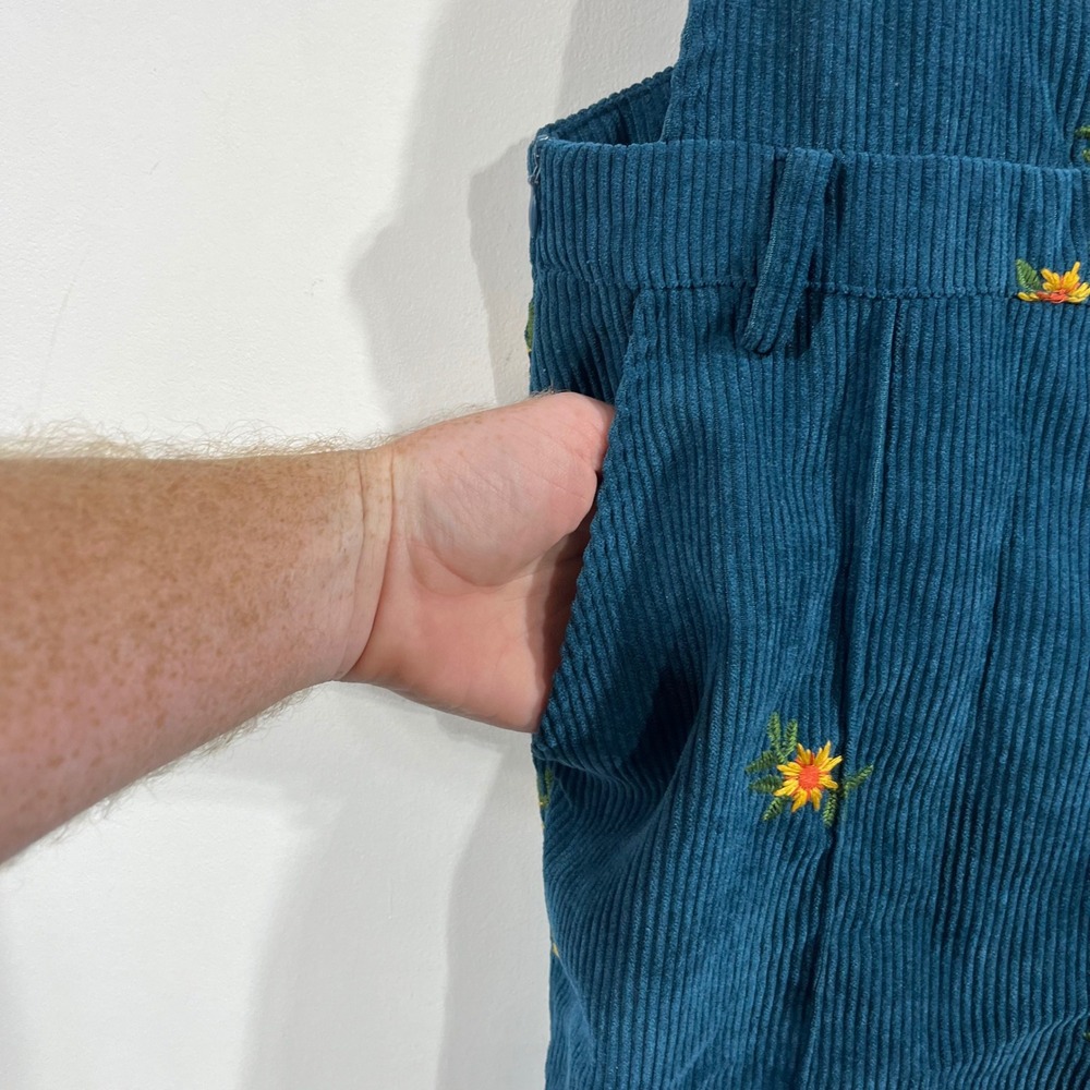 Cider 90s Fairy Grunge Corduroy Sunflower Embroidered Overalls Wide Leg Large - Picture 10 of 10